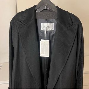 NWT Max Mara 100% Camel Hair Megaton Black Belted Wrap Long Coat